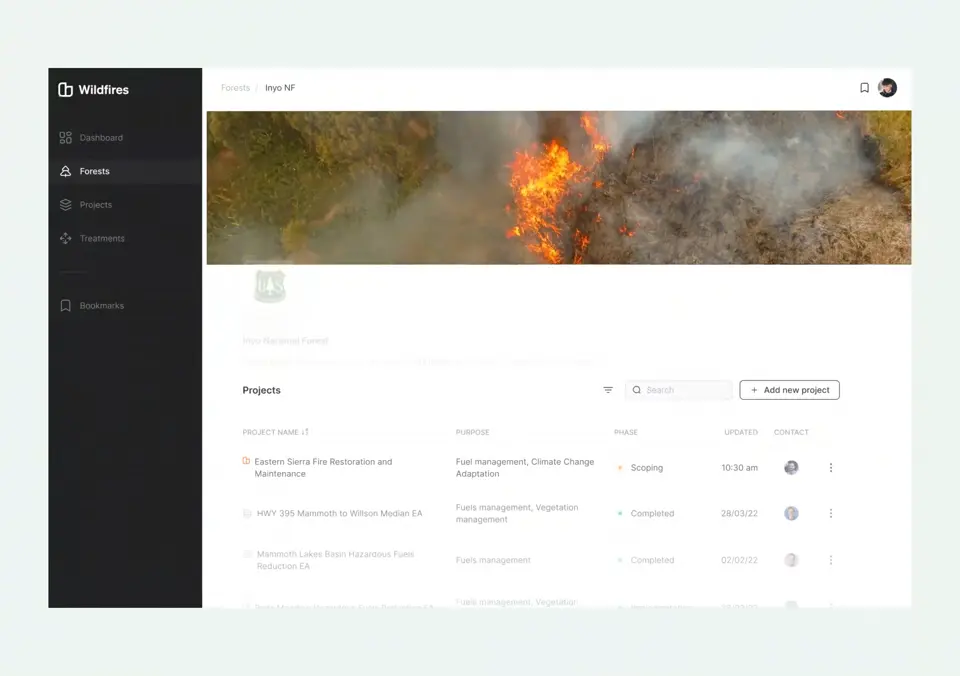Wildfires.org planning interface - editing design criteria for a forest unit.